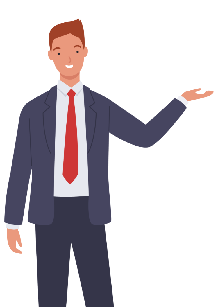 a businessman presents